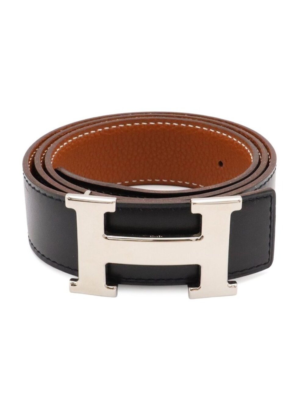Hermes H Belt H Buckle Constance Reversible Togo Box Calf Leather Black Brown